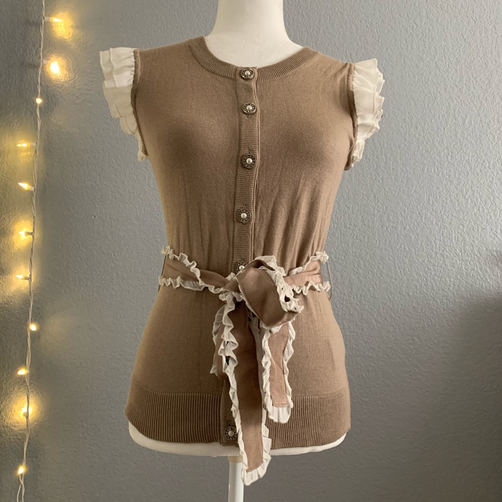 Nude button up sweater vest